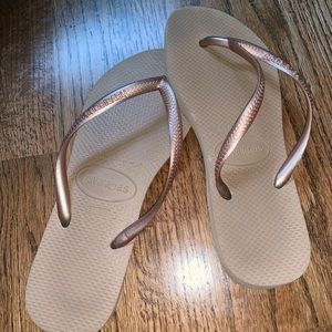 Brand New Gold Colored Havaianas Flip Flops